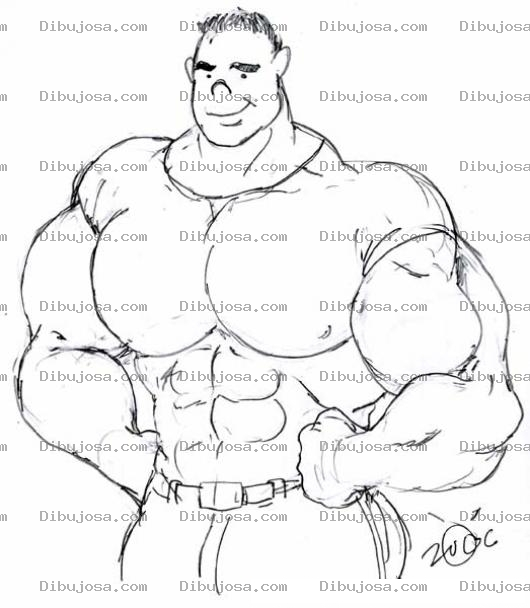 Dibujo para colorear Dibujo De Hombre Fuerte Musculoso Mamado Toro Mole Troncho Fornido Y Fortachon Para Pintar Y Colorear