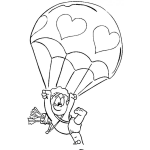 Dibujo para colorear Cupido Paracaidista Dibujo De Cupido En Paracaidas De Corazones Para Pintar Y Colorear