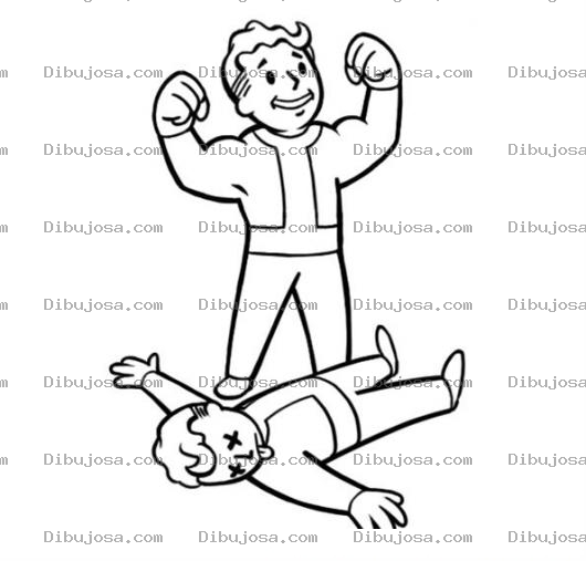 Dibujo para colorear Dibujo De Un Muchacho Knockeador Con Su Contrincante Tirado En El Suelo Para Pintar Y Colorear