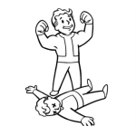 Dibujo para colorear Dibujo De Un Muchacho Knockeador Con Su Contrincante Tirado En El Suelo Para Pintar Y Colorear