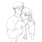 Dibujo para colorear Dibujo De Un Novio Protector Para Pintar Y Colorear Un Novio Con Su Novia