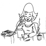 Dibujo para colorear Secretaria Para Telemarketing Dibujo De Secretaria En Su Escritorio Llamando Con Una Tasa De Cafe Para Pintar Y Colorear Secretaria Trabajando