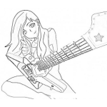 Dibujo para colorear Dibujo De Chica Guitarrista Para Pintar Y Colorear A Una Mujer Con Guitarra