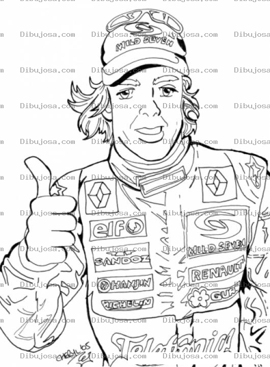 Dibujo para colorear Dibujo De Pilot De Autos De Carrera Para Pintar Y Colorear