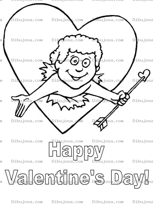 Dibujo para colorear Dibujo de Cupido saliendo de un corazon