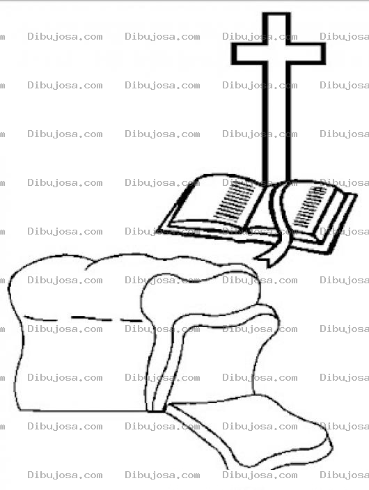 Dibujo para colorear El Pan Nuestro De Cada Dia Dibujo De Un Pan Unab Biblia Y Una Cruz Para Pintar Y Colorear