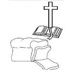 Dibujo para colorear El Pan Nuestro De Cada Dia Dibujo De Un Pan Unab Biblia Y Una Cruz Para Pintar Y Colorear