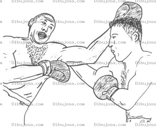 Dibujo para colorear Dibujo De Una Pelea De Box Para Pintar Y Colorear Boxeadores Peleando