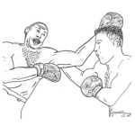 Dibujo para colorear Dibujo De Una Pelea De Box Para Pintar Y Colorear Boxeadores Peleando