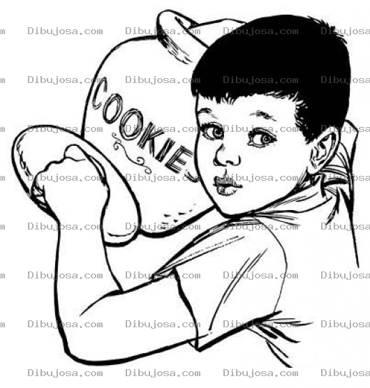 Dibujo para colorear Dibujo De Nino Robando Galletas Para Pintar Y Colorear