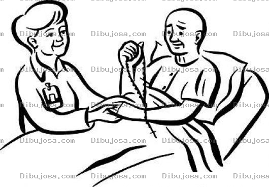 Dibujo para colorear Dibujo D Eun Hombre Enfermo En Cama Con Visita Y Con Un Rosario En La Mano Para Pintar Y Colorear Enfermo Convaleciente