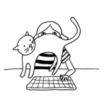 Dibujo para colorear Dibujo De Gato Molestando En Frente De La Computadora Para Pintar Y Colorear