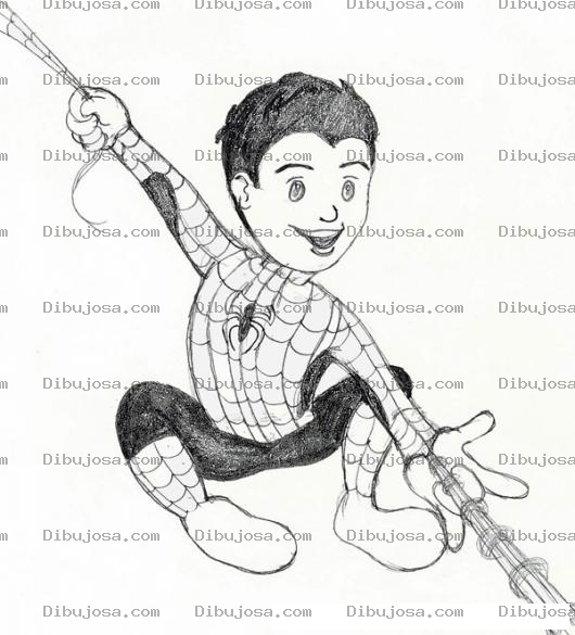 Dibujo para colorear Spiderman Sin Mascara Dibujo De Nino Con Disfraz De Hombre Arana Para Pintar Y Colorear A Spider Man Cuando Era Chavito