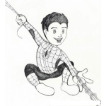 Dibujo para colorear Spiderman Sin Mascara Dibujo De Nino Con Disfraz De Hombre Arana Para Pintar Y Colorear A Spider Man Cuando Era Chavito