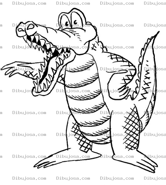 Dibujo para colorear Dibujo De Lagarto Parado Platicando Para Pintar Y Colorear Cocodrilo Con La Trompa Abierta