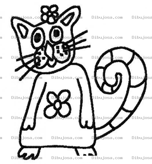 Dibujo para colorear Gata Con Vestido De Flor Para Pintar Y Colorear