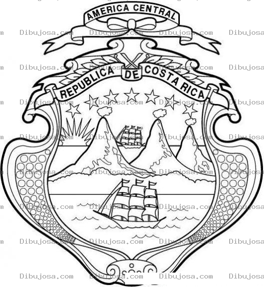 Dibujo para colorear Escudo De Costa Rica Para Colorear