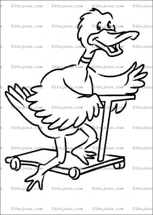 Dibujo para colorear Pato en patineta