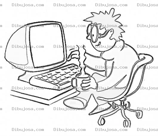 Dibujo para colorear Colorear Nerdo En Computadora