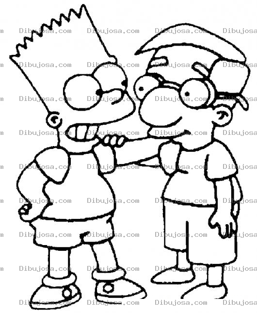 Dibujo para colorear Dibujo De Amistad Para Pintar Y Colorear A Bart Simpson Con Su Mejor Amigo