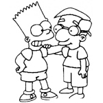 Dibujo para colorear Dibujo De Amistad Para Pintar Y Colorear A Bart Simpson Con Su Mejor Amigo
