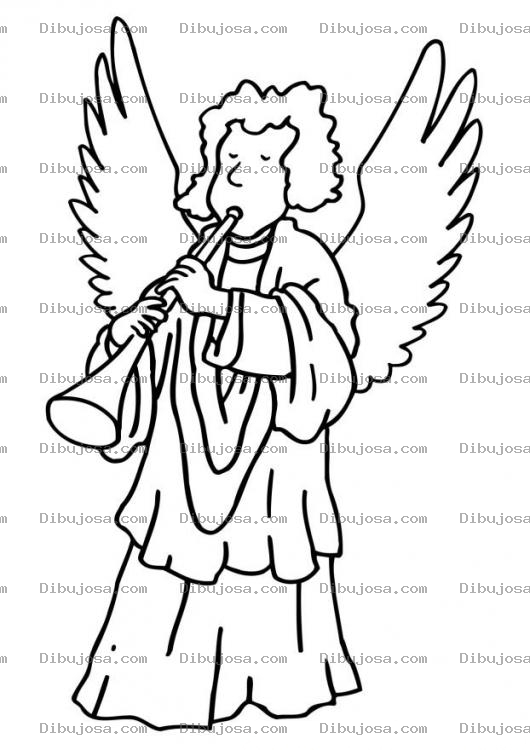 Dibujo para colorear Dibujo de un angel con una trompeta