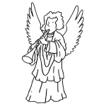 Dibujo para colorear Dibujo de un angel con una trompeta