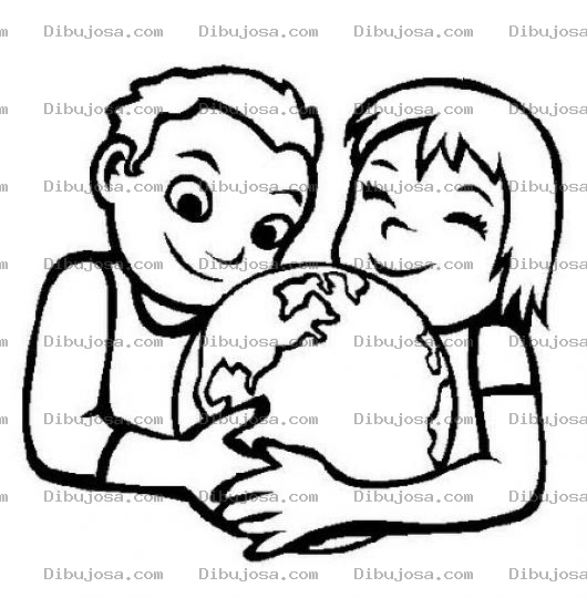 Dibujo para colorear Dibujo De Solidaridad Con El Mundo Para Pintar Y Colorear Un Mundo Con Amor Social