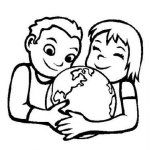 Dibujo para colorear Dibujo De Solidaridad Con El Mundo Para Pintar Y Colorear Un Mundo Con Amor Social