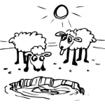 Dibujo para colorear Dibujo De Ovejas Sedientas En El Desierto Para Pintar Y Colorear