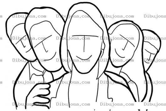 Dibujo para colorear Personas Atras De Una Mujer Para Pintar Y Colorear