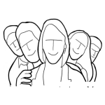 Dibujo para colorear Personas Atras De Una Mujer Para Pintar Y Colorear