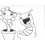 Dibujo para colorear Dibujo De Flor Y Gusano Comelon Para Pintar Y Colorear