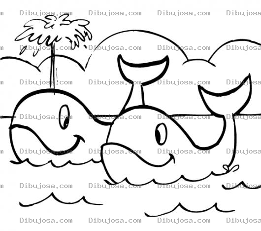 Dibujo para colorear Pareja De Ballenas Para Pintar Y Colorear