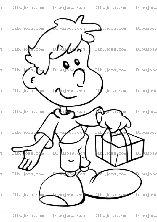 Dibujo para colorear Dibujo De Un Nino Con Una Canasta Para Pintar Y Colorear