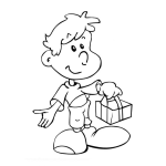 Dibujo para colorear Dibujo De Un Nino Con Una Canasta Para Pintar Y Colorear