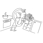 Dibujo para colorear Hombre Dibujando Con Hojitas De Laurel Para Colorear
