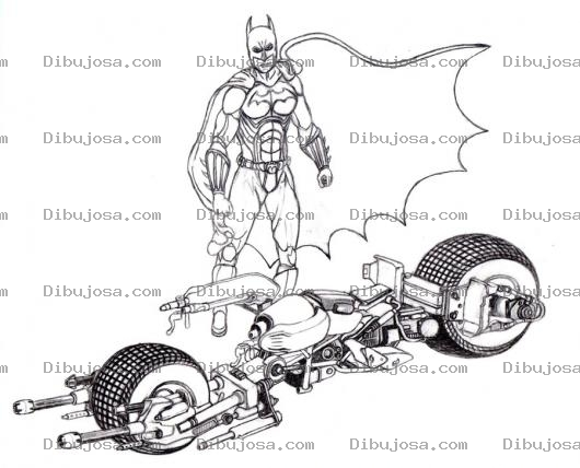 Dibujo para colorear Colorear A Batman Con Su Batimoto