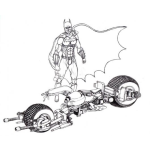 Dibujo para colorear Colorear A Batman Con Su Batimoto