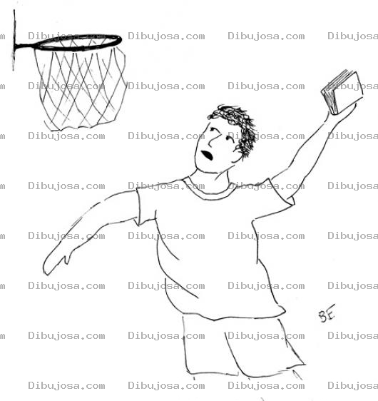 Dibujo para colorear Colorear Estudiante Jugando Basquetbol Con Un Libro