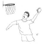 Dibujo para colorear Colorear Estudiante Jugando Basquetbol Con Un Libro