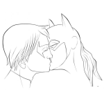 Dibujo para colorear Dibujo De La Batichica Besando A Robin Para Colorear