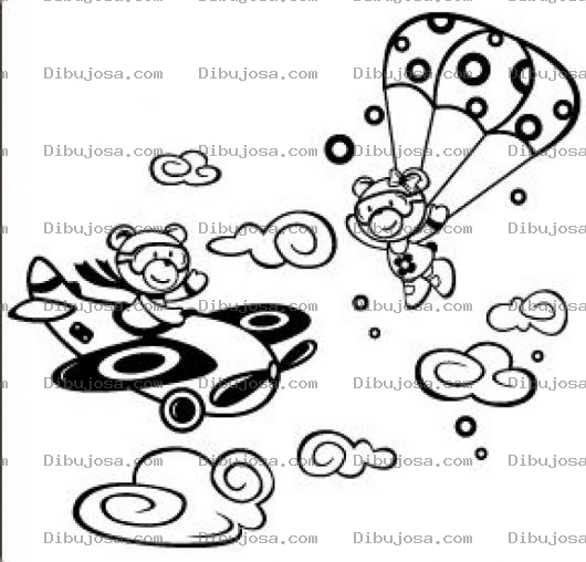Dibujo para colorear Colorear Osito Paracaidista