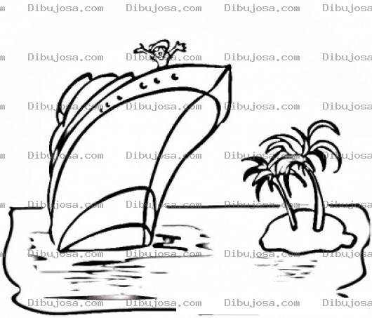 Dibujo para colorear Colorear Barco en una isla