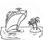 Dibujo para colorear Colorear Barco en una isla