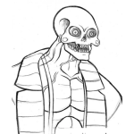 Dibujo para colorear Colorear Calavera Musculosa Con Bolas De Billar En Los Ojos
