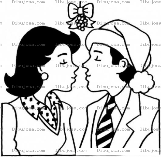 Dibujo para colorear Colorear beso en la boca para navidad