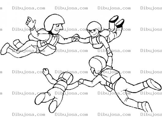 Dibujo para colorear Dibujo De Familia De Paracaidistas Saltando En Paracaidas Para Pintar Y Colorear Salto Libre