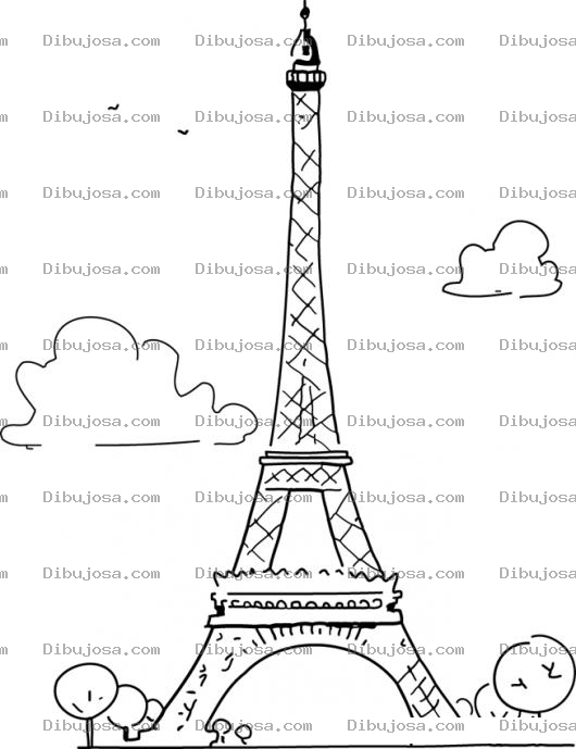 Dibujo para colorear Dibujo De La Torre De Eiffel En Paris Francia Para Pintar Y Colorear Torre De Ifel