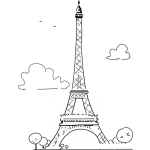 Dibujo para colorear Dibujo De La Torre De Eiffel En Paris Francia Para Pintar Y Colorear Torre De Ifel